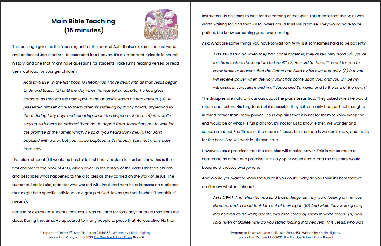 The Ascension of Jesus (Acts 1:1-11 & Luke 24:44-53) Printable Bible Lesson & Sunday School Activities - Image 5