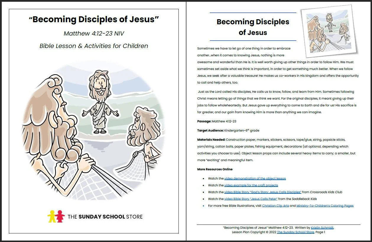 Becoming Disciples of Jesus (Matthew 4:12-23) Printable Bible Lesson & Sunday School Activities - Image 2