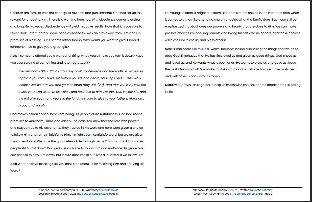 Choose Life (Deuteronomy 30:15-20) Printable Bible Lesson & Sunday School Activities - Image 6