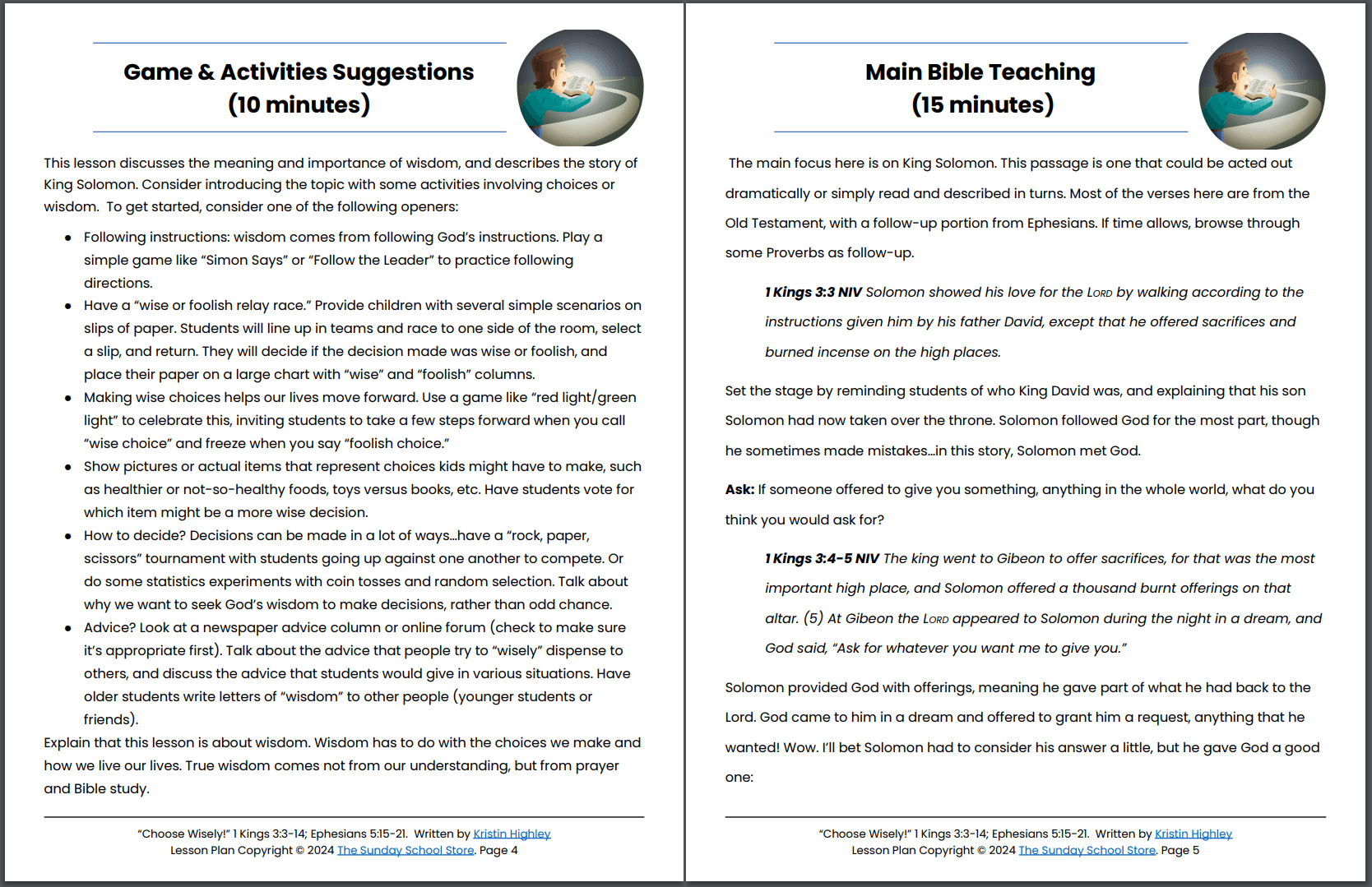 Choose Wisely! 1 Kings 3:3-14; Ephesians 5:15-21 Sunday School Lesson & Activities for Kids PDF - Image 6