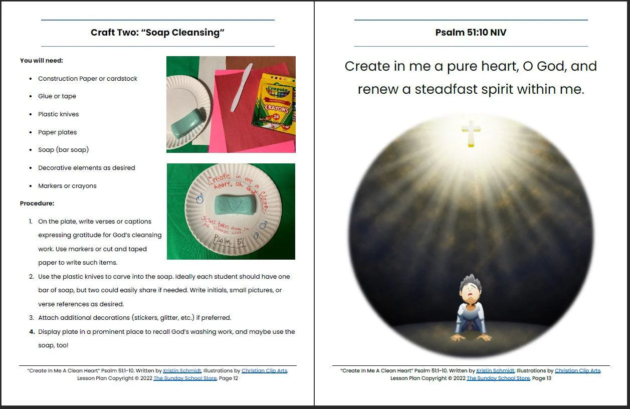 Create in Me a Clean Heart (Psalm 51) Printable Bible Lesson & Sunday School Activities - Image 8