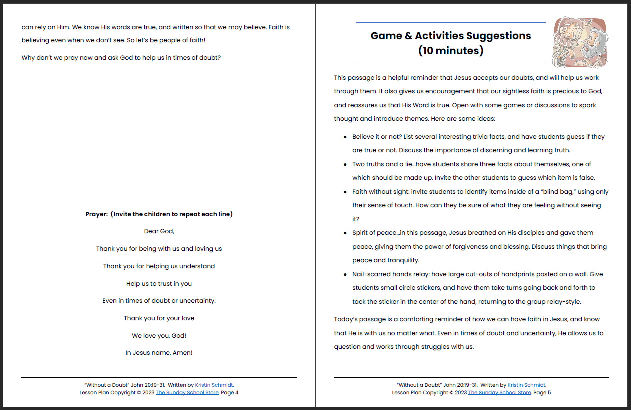 Learning from Doubting Thomas (John 20:19-31) Printable Bible Lesson & Sunday School Activities - Image 4