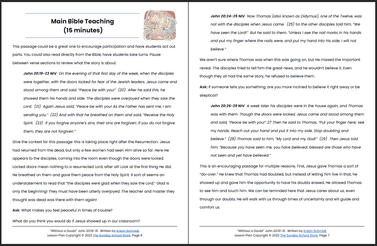 Learning from Doubting Thomas (John 20:19-31) Printable Bible Lesson & Sunday School Activities - Image 5