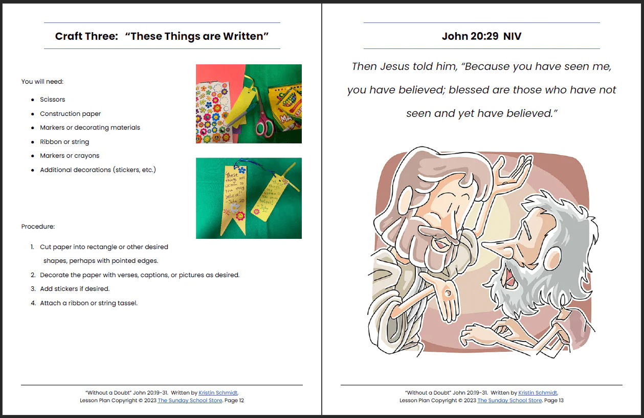 Learning from Doubting Thomas (John 20:19-31) Printable Bible Lesson & Sunday School Activities - Image 8