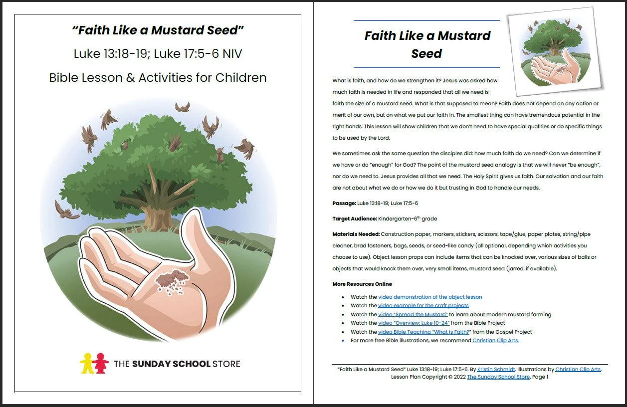 Faith Like a Mustard Seed (Luke 13 & 17) Printable Bible Lesson & Sunday School Activities - Image 2