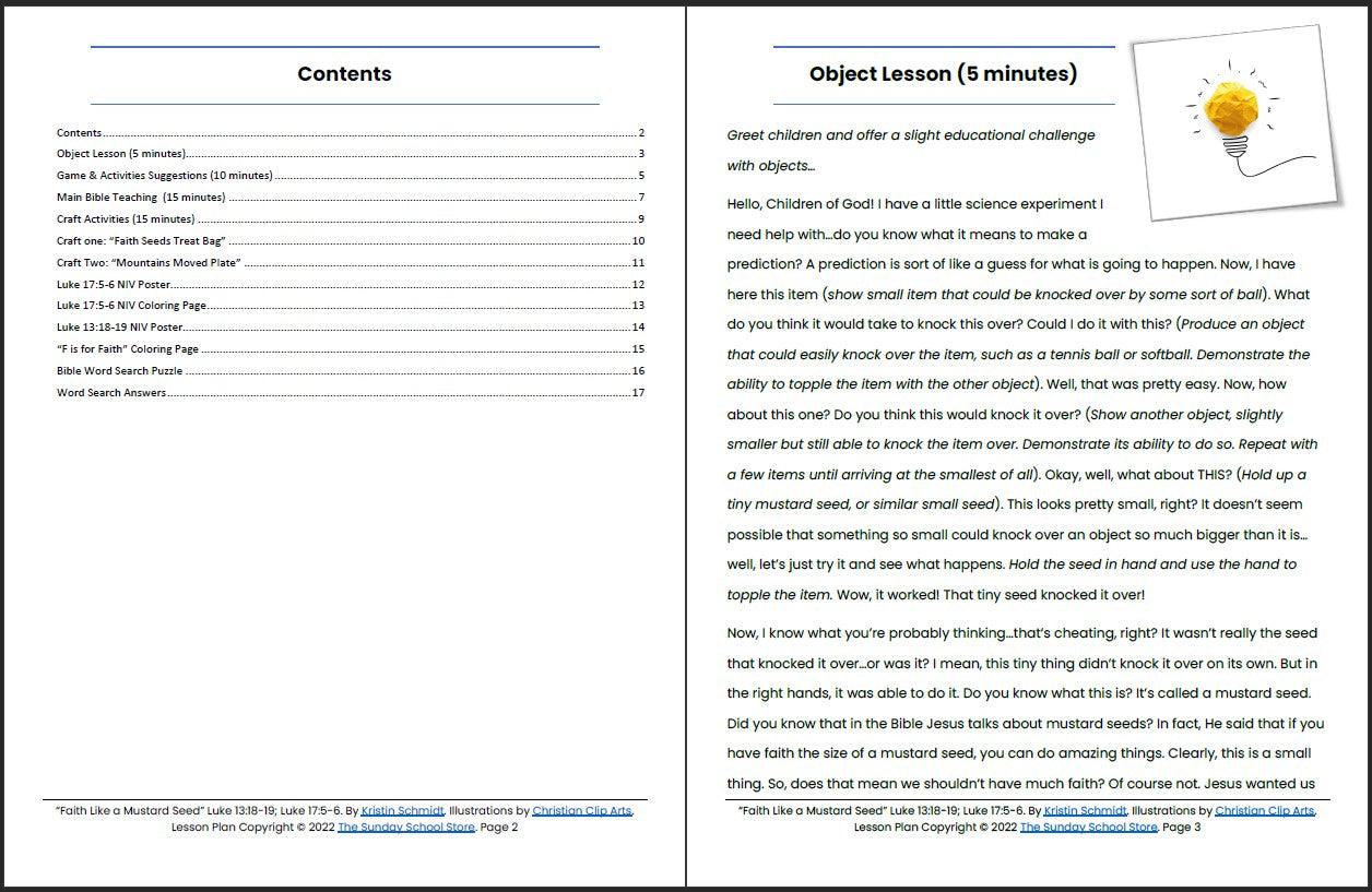 Faith Like a Mustard Seed (Luke 13 & 17) Printable Bible Lesson & Sunday School Activities - Image 3