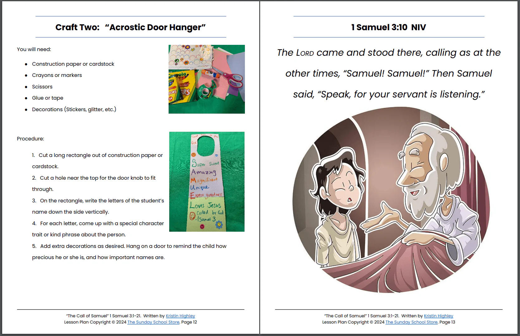 God Calls Samuel (1 Samuel 3:1-21) Printable Bible Lesson & Sunday School Activities - Image 2
