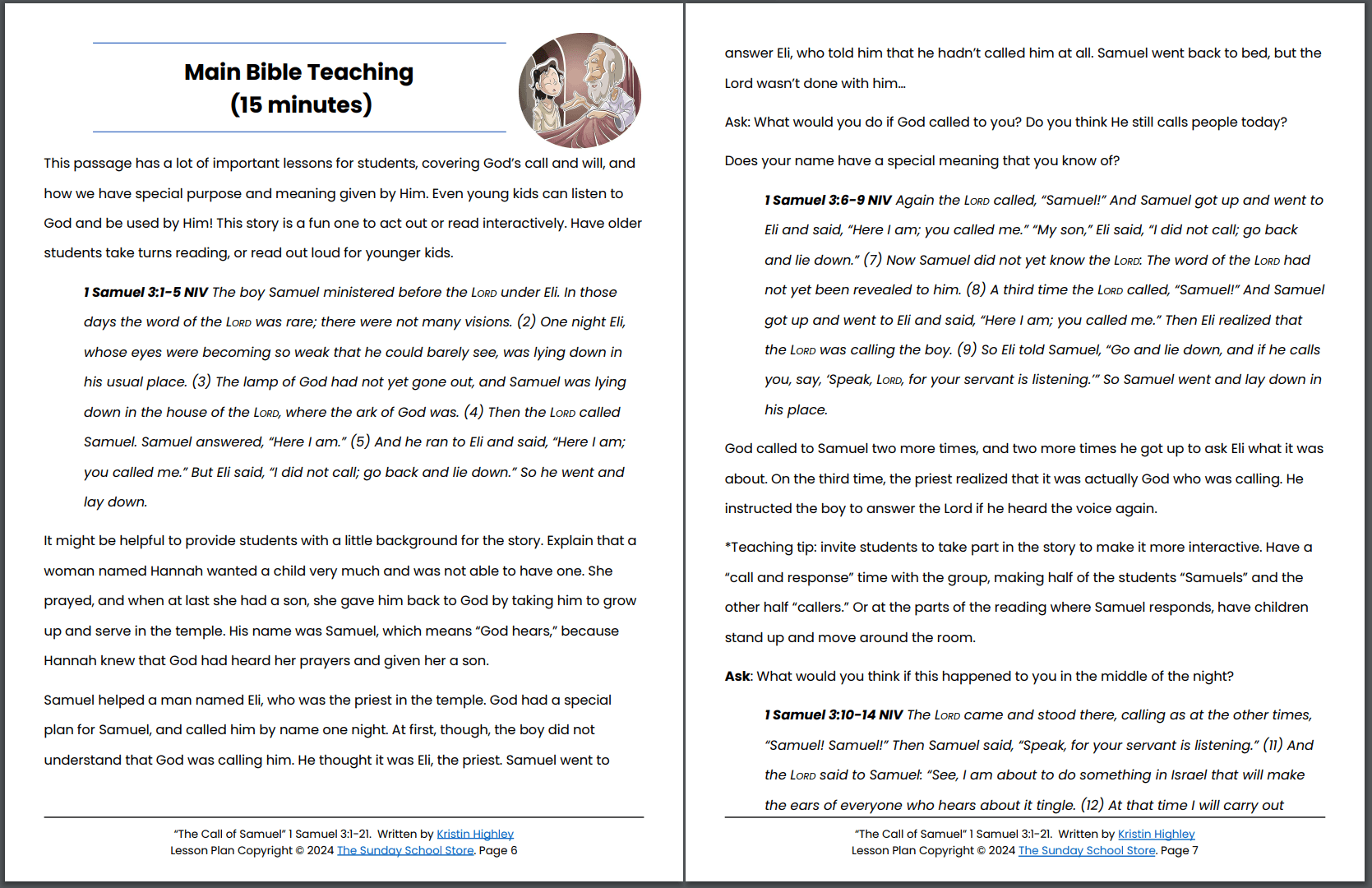 God Calls Samuel (1 Samuel 3:1-21) Printable Bible Lesson & Sunday School Activities - Image 7