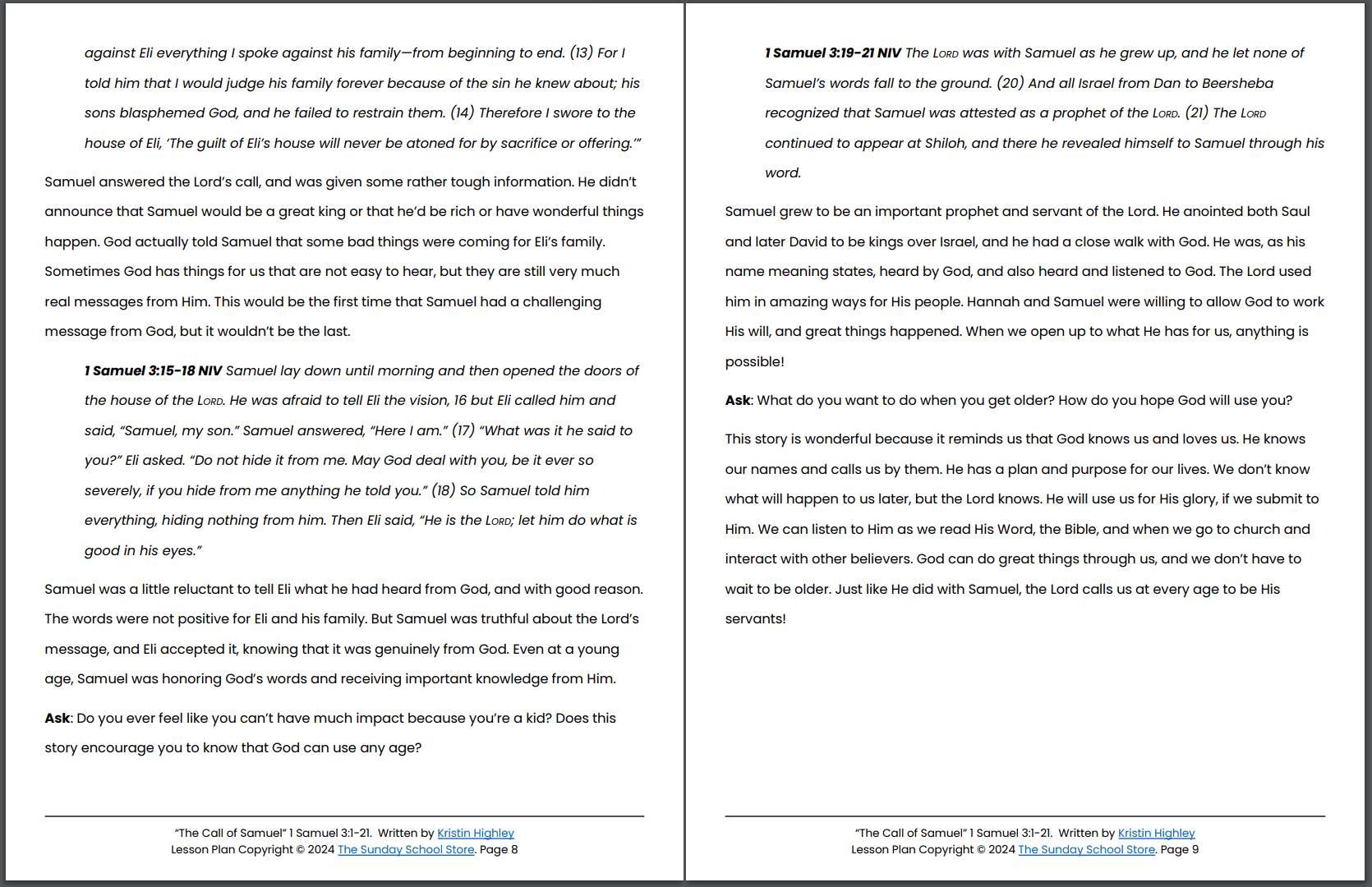 God Calls Samuel (1 Samuel 3:1-21) Printable Bible Lesson & Sunday School Activities - Image 8