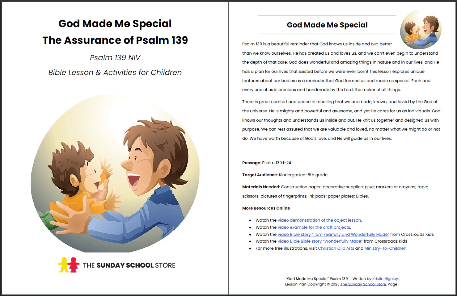 God Made Me Special (Psalm 139) Printable Bible Lesson & Sunday School Activities - Image 2
