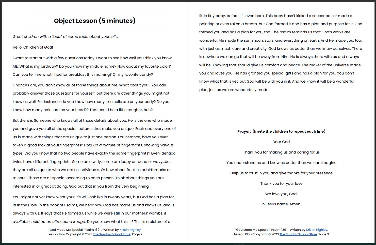God Made Me Special (Psalm 139) Printable Bible Lesson & Sunday School Activities - Image 3