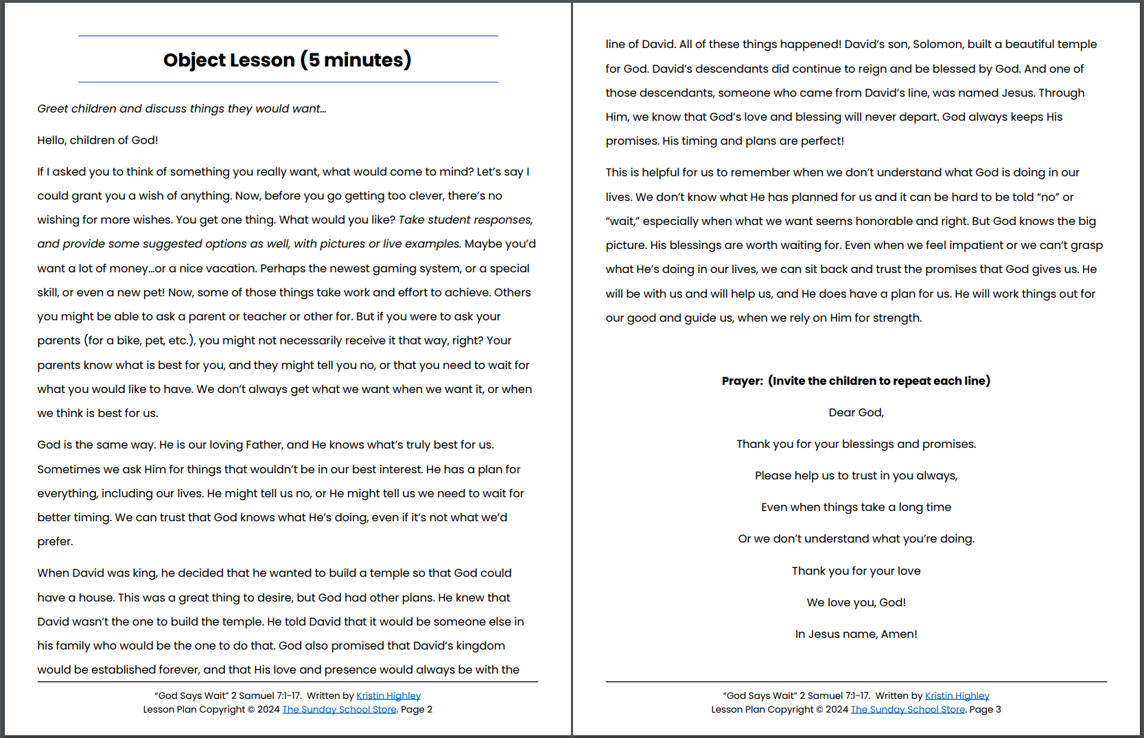 God Says Wait (2 Samuel 7:1-17) Sunday School Lesson & Activities for Kids PDF - Image 5