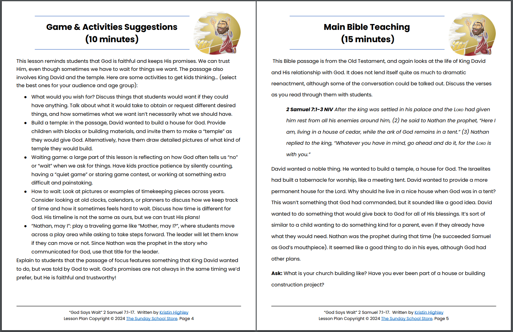 God Says Wait (2 Samuel 7:1-17) Sunday School Lesson & Activities for Kids PDF - Image 6