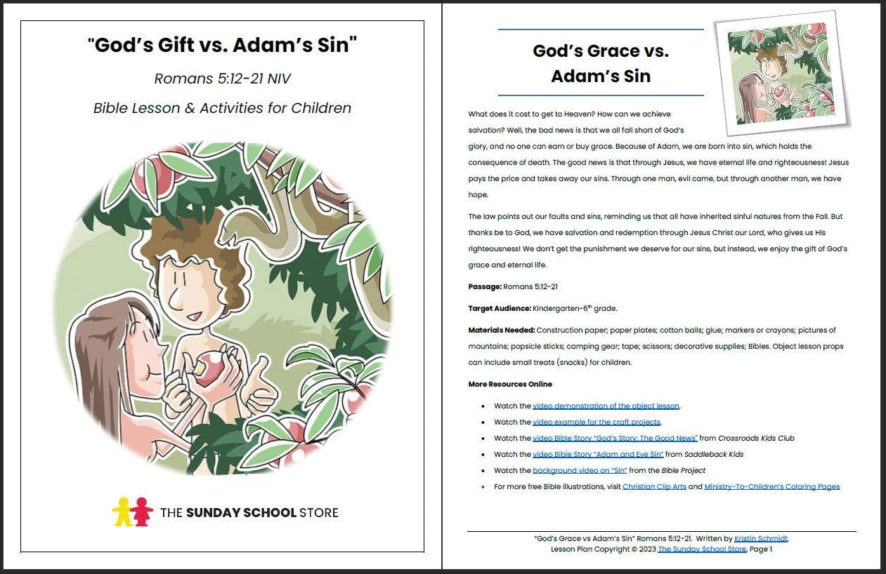 God's Grace vs. Adam's Sin (Romans 5:12-21) Printable Bible Lesson & Sunday School Activities - Image 2