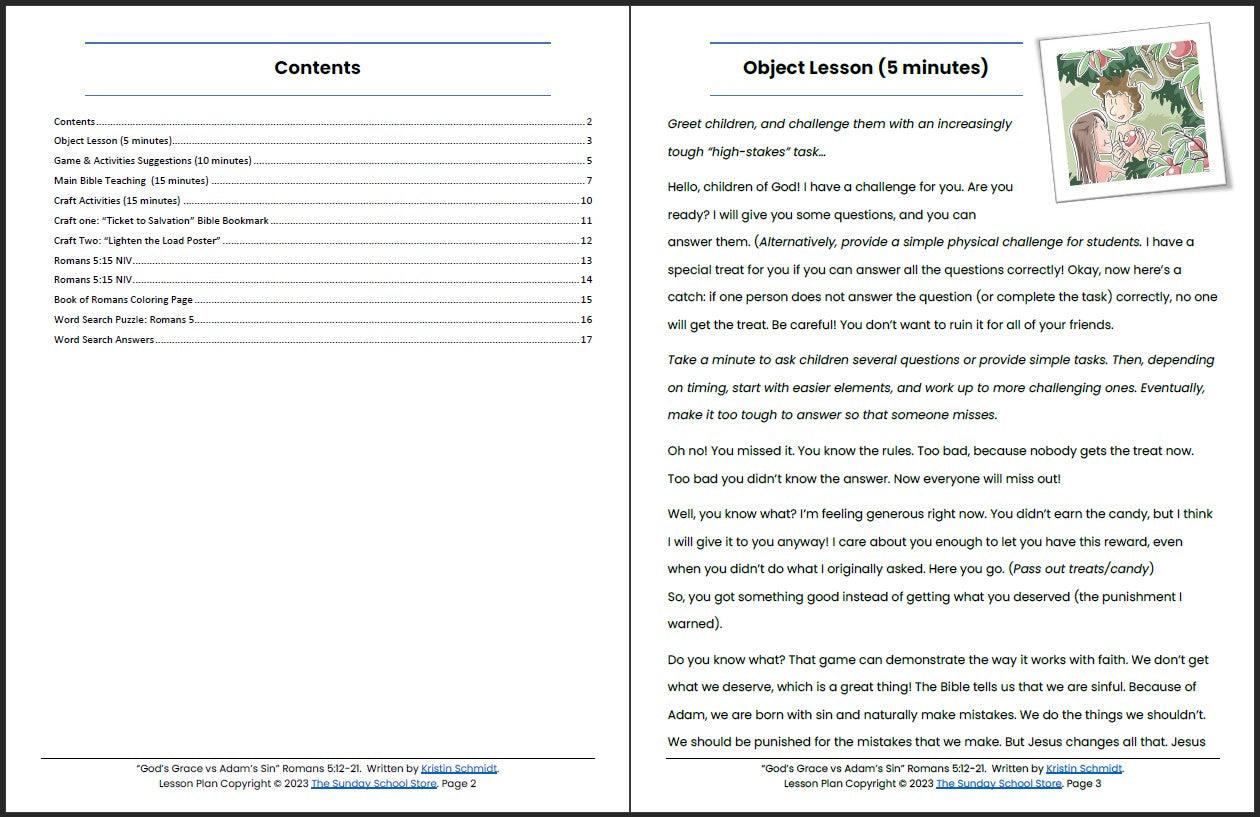 God's Grace vs. Adam's Sin (Romans 5:12-21) Printable Bible Lesson & Sunday School Activities - Image 3