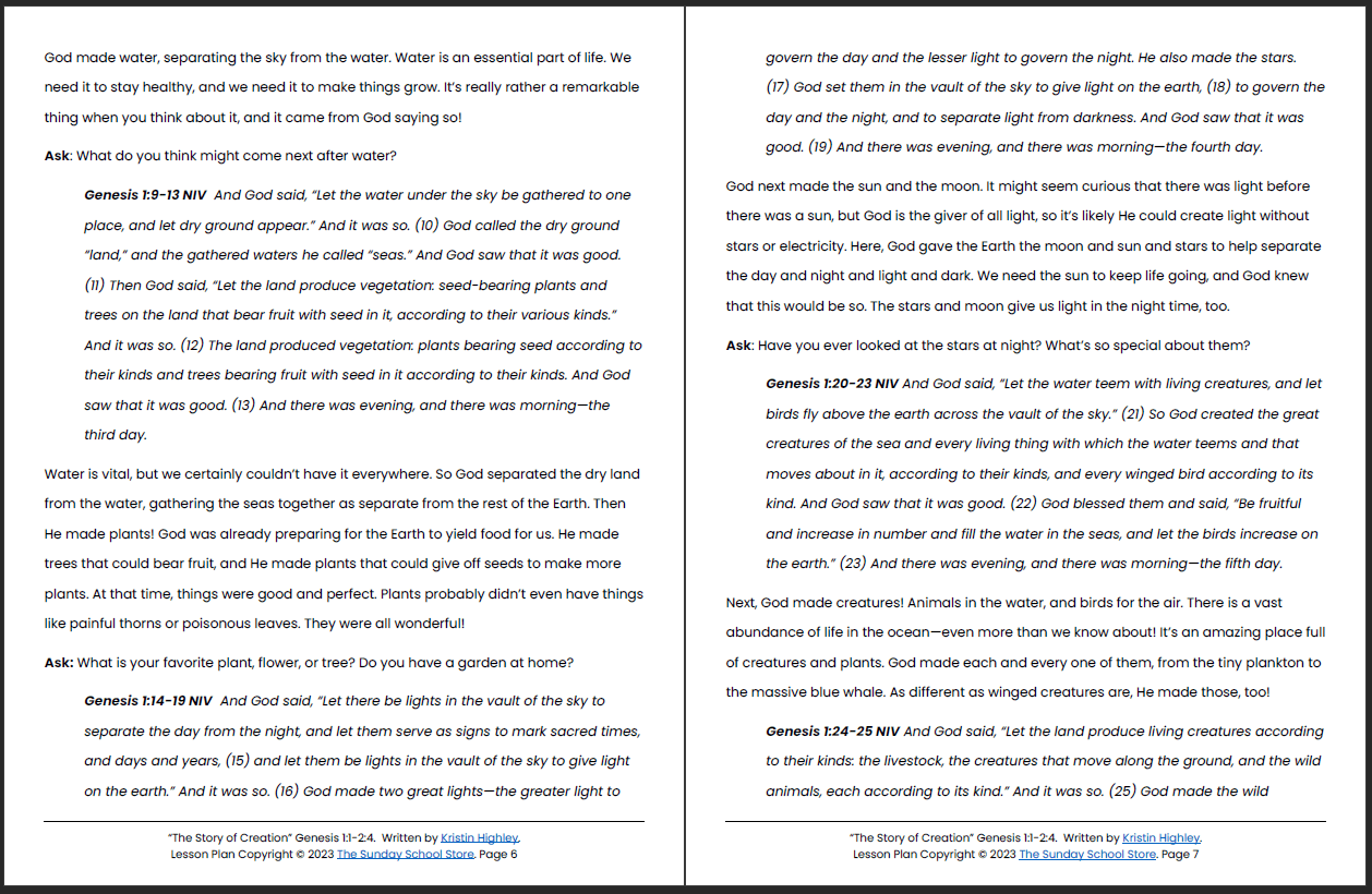 In the Beginning God Created (Genesis 1:1-2:4) Printable Bible Lesson & Sunday School Activities - Image 5