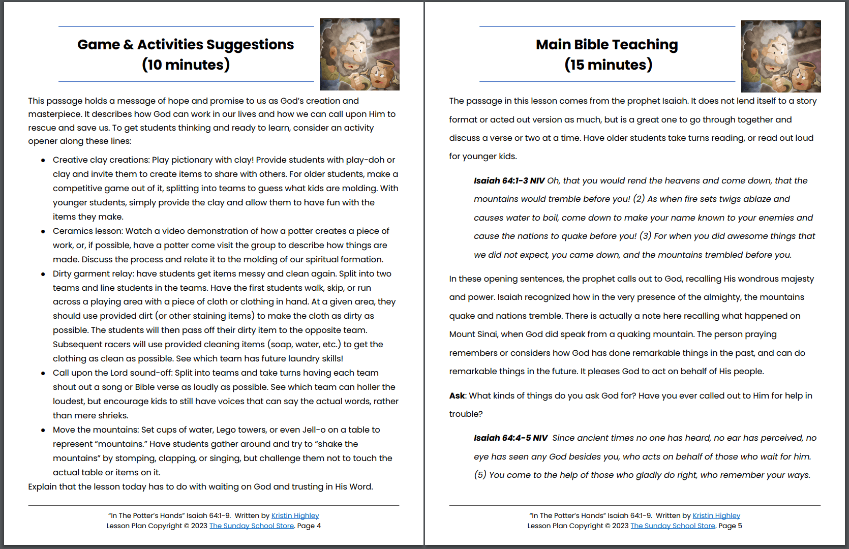 In the Potter's Hands (Isaiah 64:1-9) Printable Bible Lesson & Sunday School Activities - Image 7