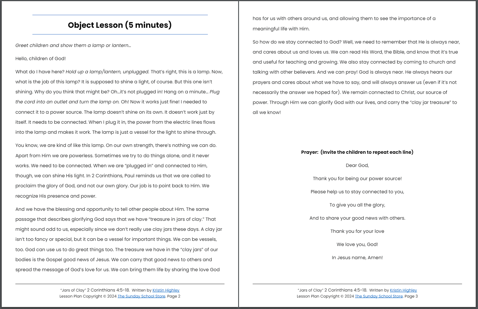 Jars of Clay (2 Corinthians 4:5-18) Sunday School Lesson & Activities for Kids PDF - Image 5
