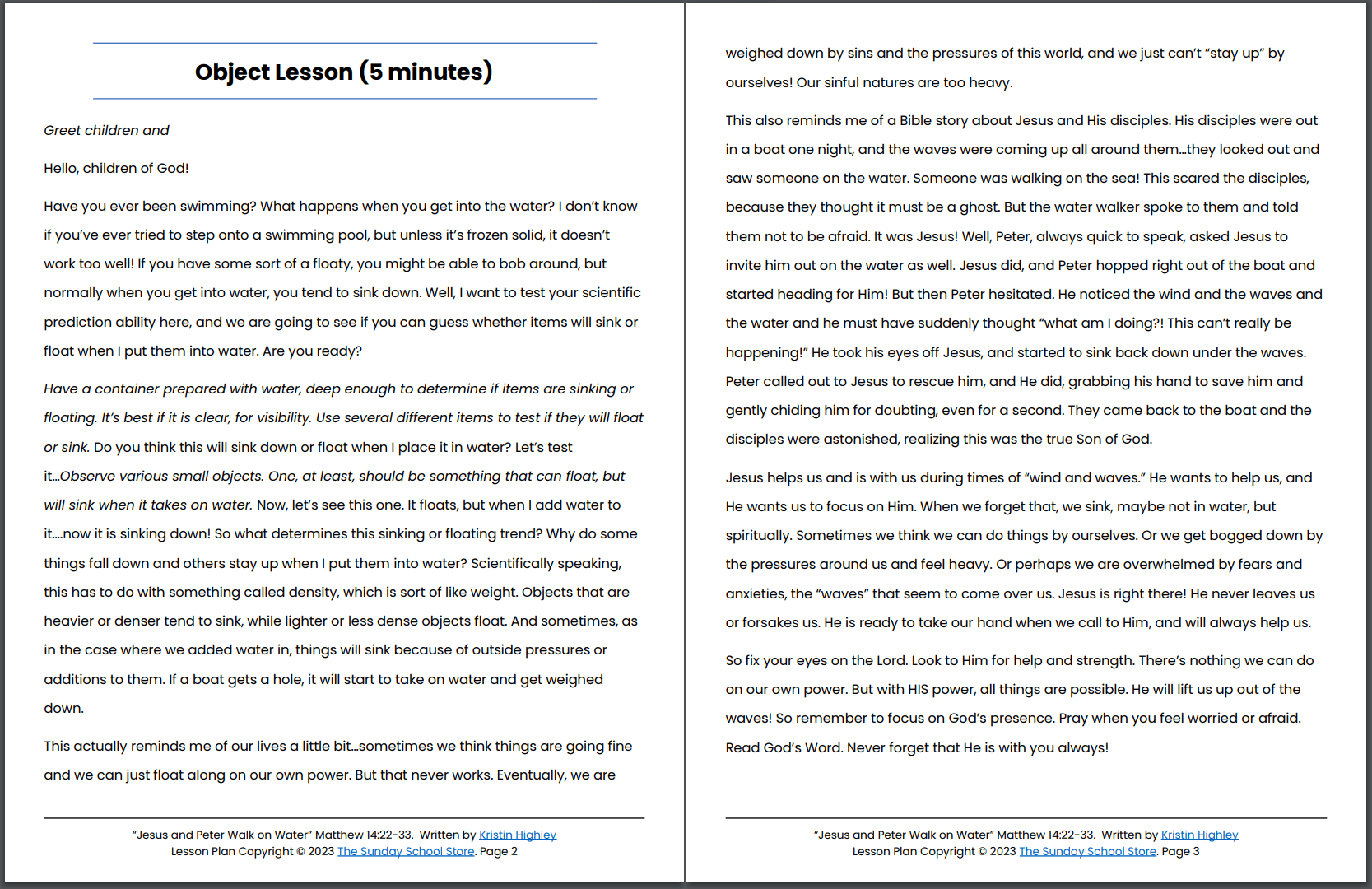 Jesus and Peter Walk on Water (Matthew 14:22-33) Printable Bible Lesson & Sunday School Activities - Image 3