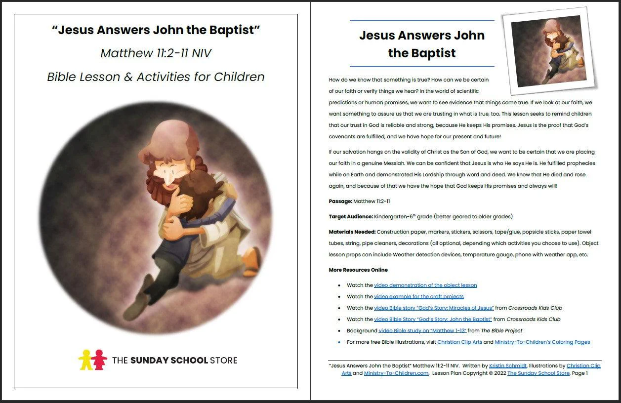 Jesus Answers John the Baptist (Matthew 11:2-11) Printable Bible Lesson & Sunday School Activities - Image 2