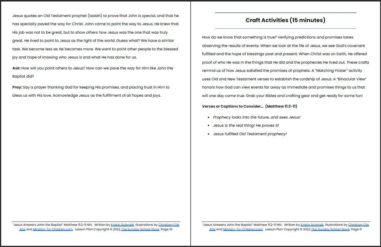 Jesus Answers John the Baptist (Matthew 11:2-11) Printable Bible Lesson & Sunday School Activities - Image 7