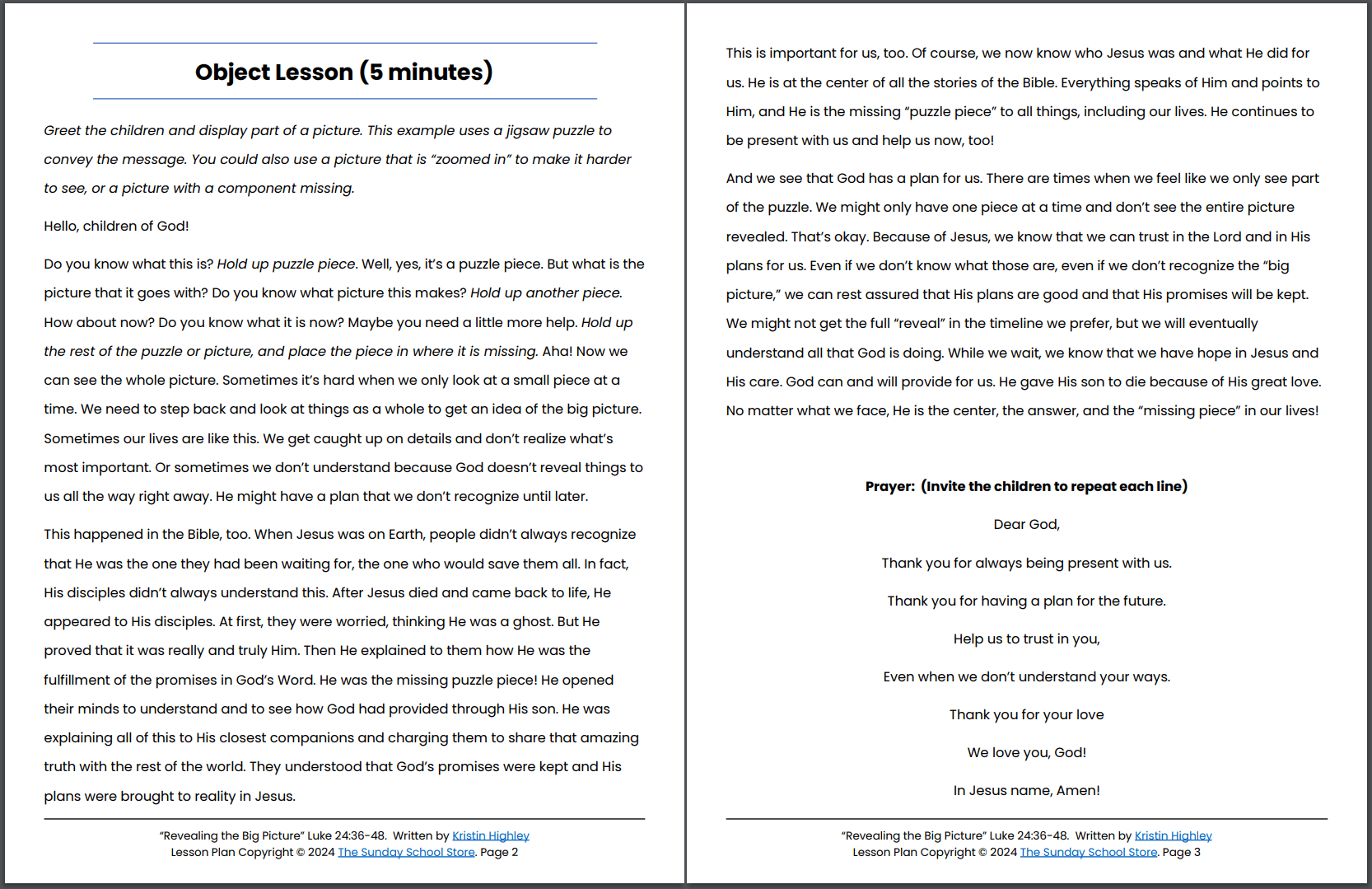 Jesus Appears to the Disciples (Luke 24:36-48) Kids' Bible Lesson & Sunday School Activities PDF - Image 6