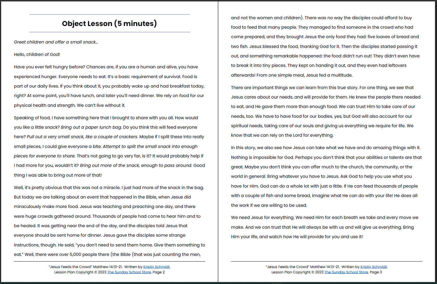 Jesus Feeds the Five Thousand (Matthew 14:13-21) Printable Bible Lesson & Sunday School Activities - Image 6