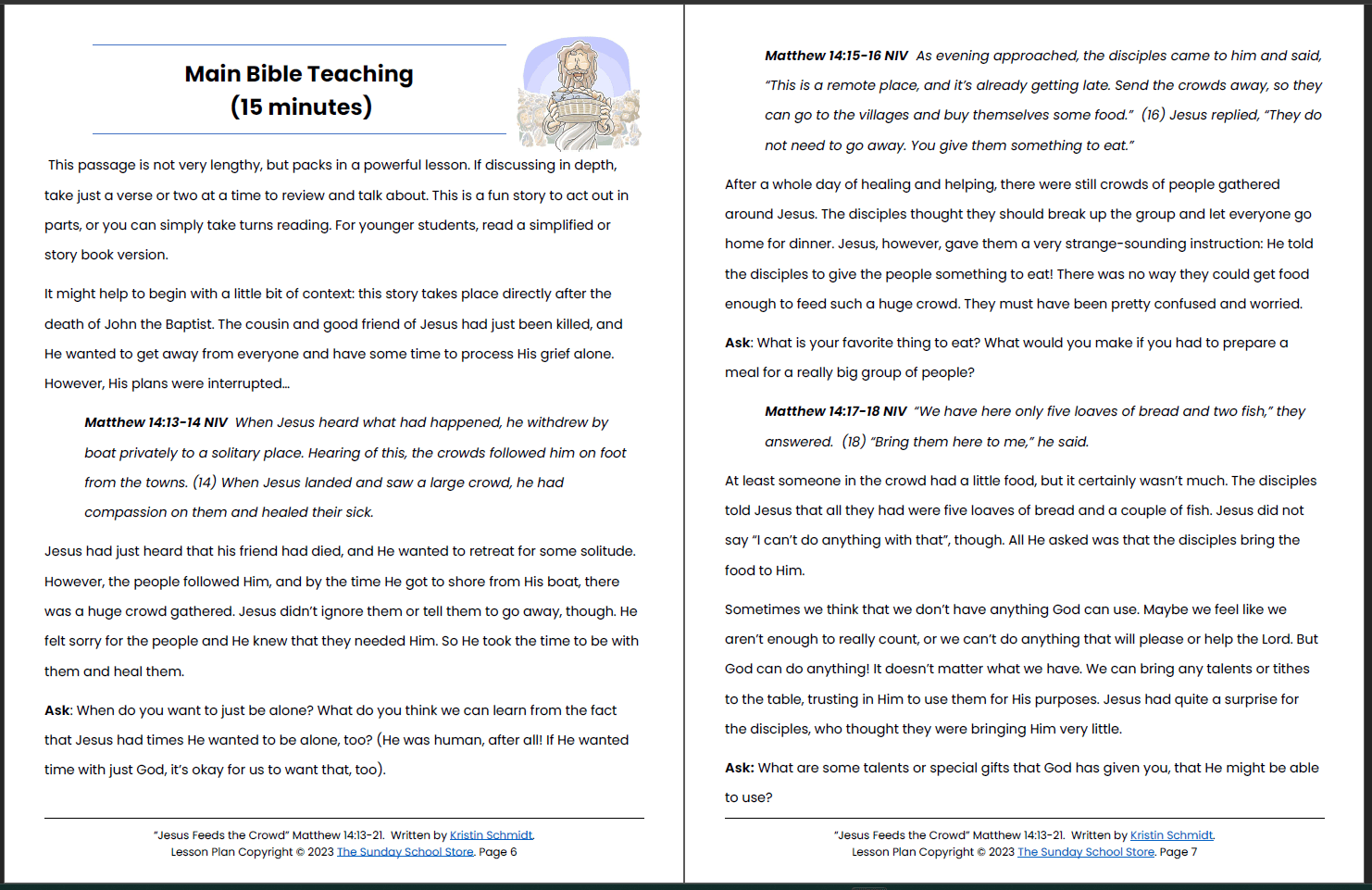 Jesus Feeds the Five Thousand (Matthew 14:13-21) Printable Bible Lesson & Sunday School Activities - Image 8