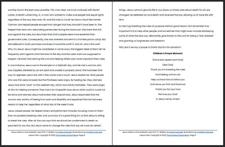 Jesus Heals on the Sabbath (Luke 13:10-17) Printable Bible Lesson & Sunday School Activities - Image 4
