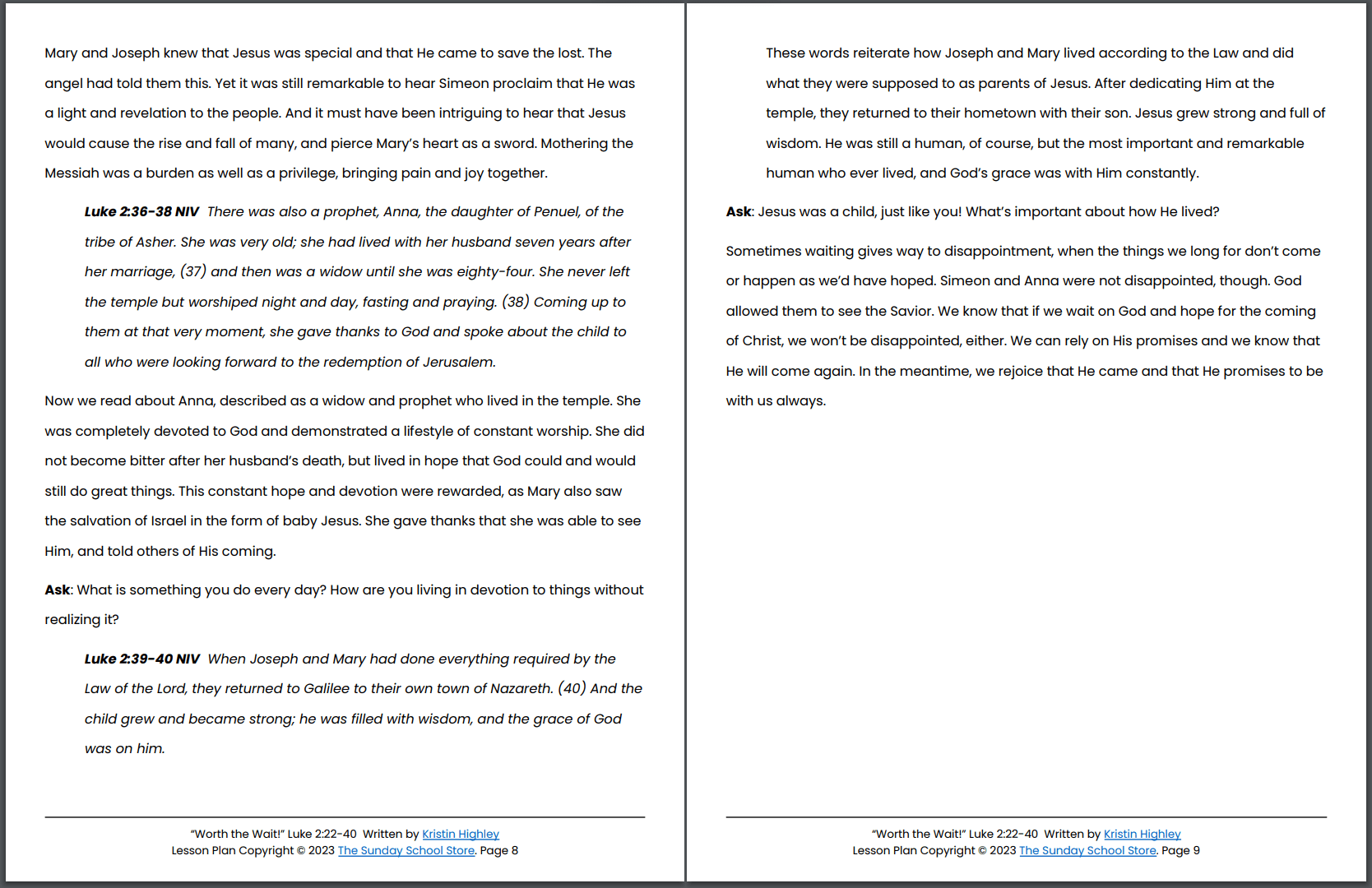 Jesus is Worth the Wait (Luke 2:22-40) Printable Bible Lesson & Sunday School Activities - Image 7