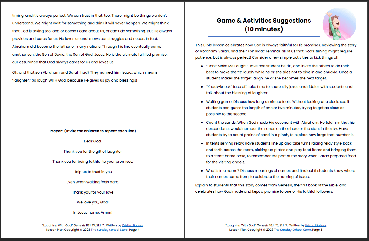 Laughing With God (Genesis 18:1-15, 2:1-7) Printable Bible Lesson & Sunday School Activities - Image 4