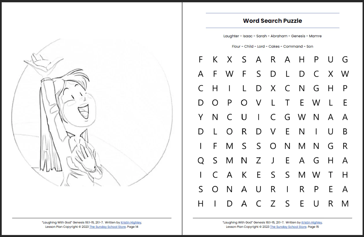 Laughing With God (Genesis 18:1-15, 2:1-7) Printable Bible Lesson & Sunday School Activities - Image 9