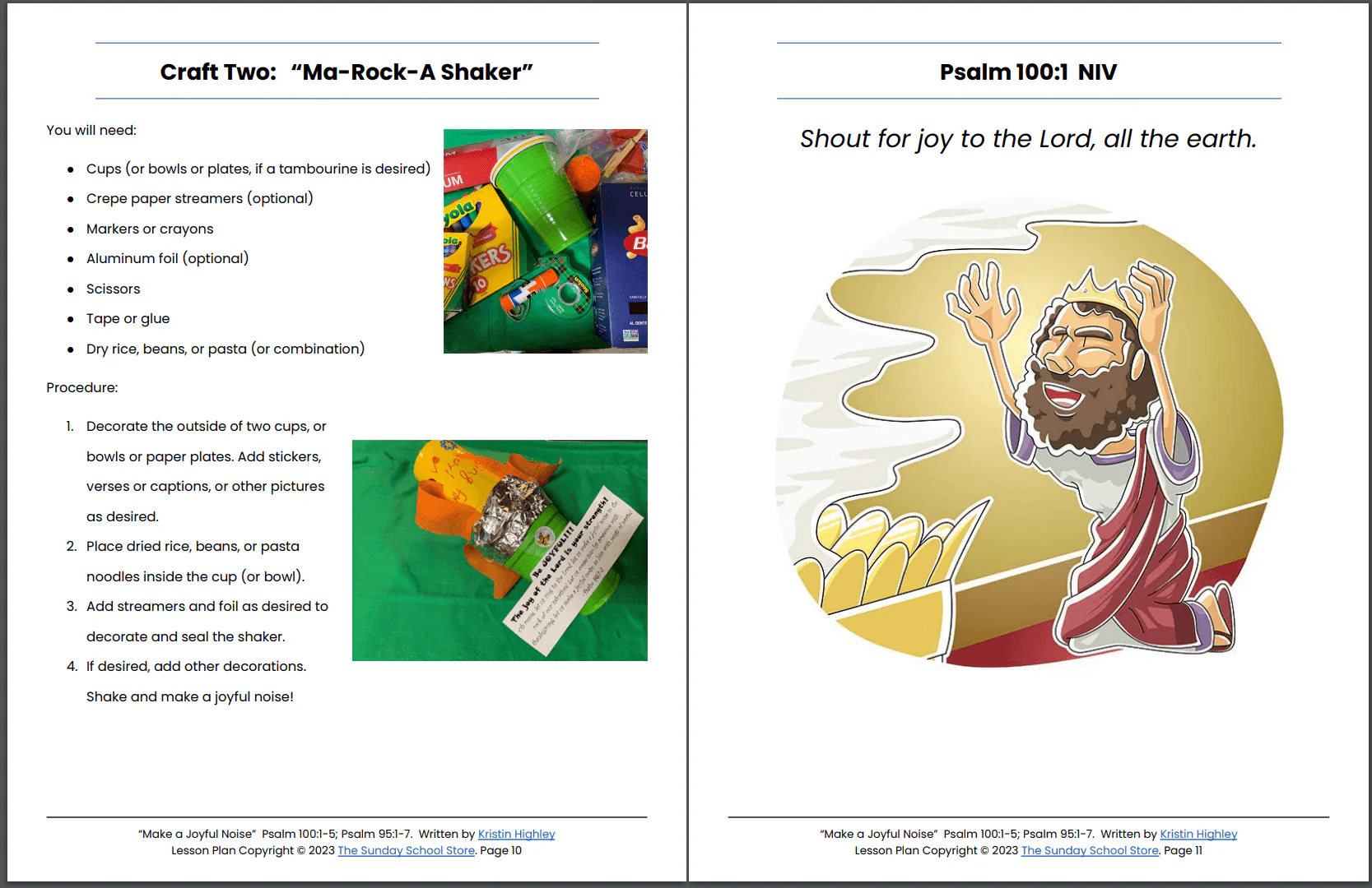 Make a Joyful Noise (Psalm 100:1-5; Psalm 95:1-7) Printable Bible Lesson & Sunday School Activities - Image 2