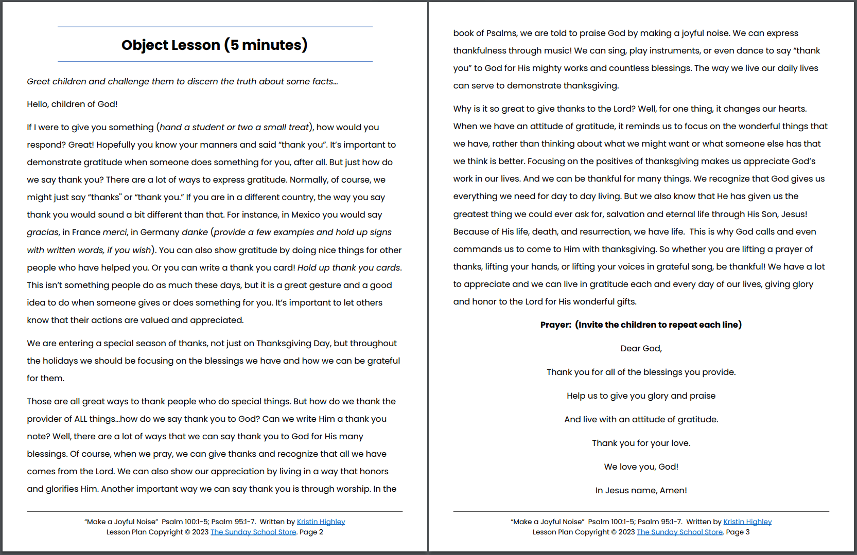 Make a Joyful Noise (Psalm 100:1-5; Psalm 95:1-7) Printable Bible Lesson & Sunday School Activities - Image 4