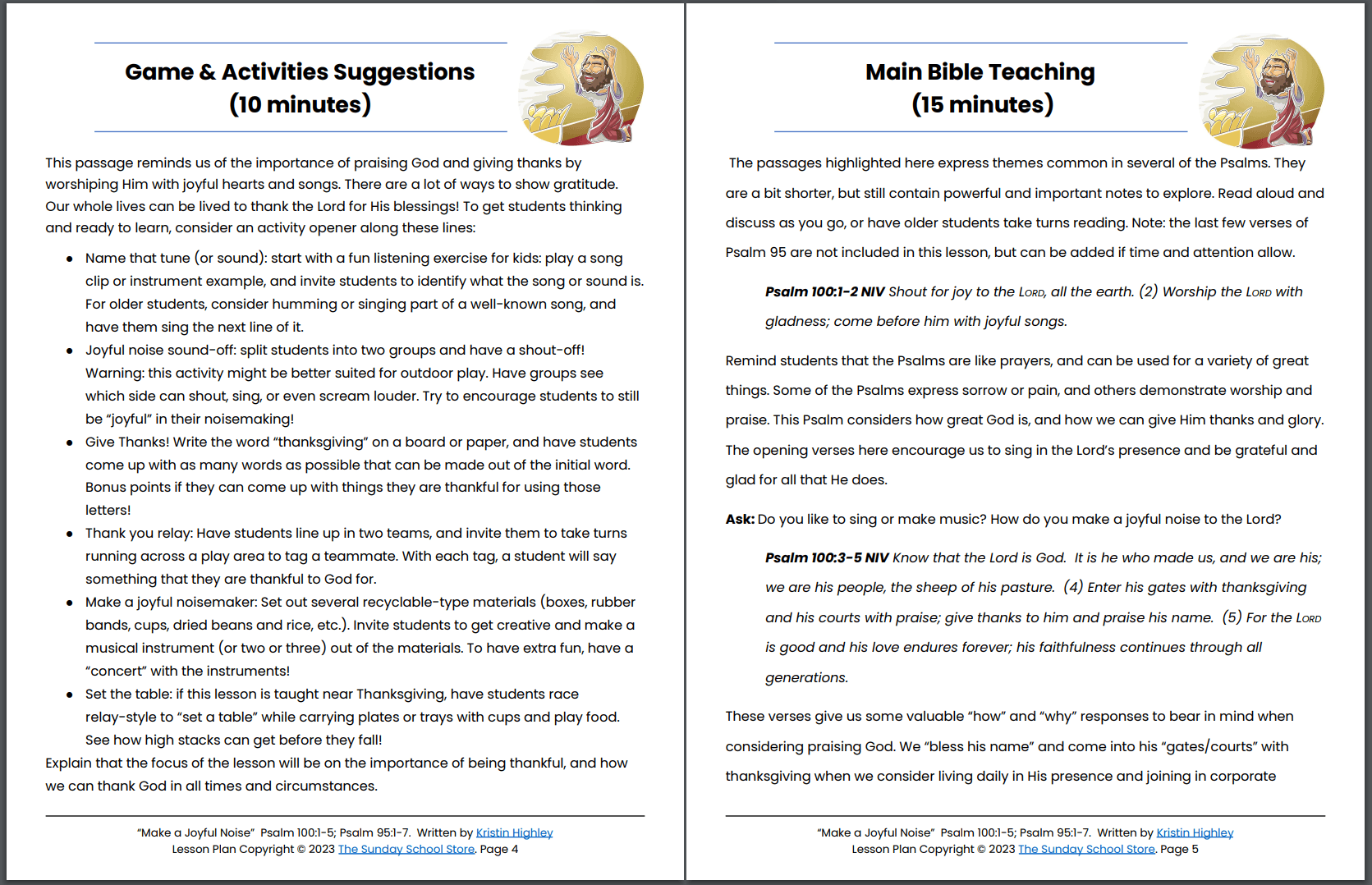 Make a Joyful Noise (Psalm 100:1-5; Psalm 95:1-7) Printable Bible Lesson & Sunday School Activities - Image 5