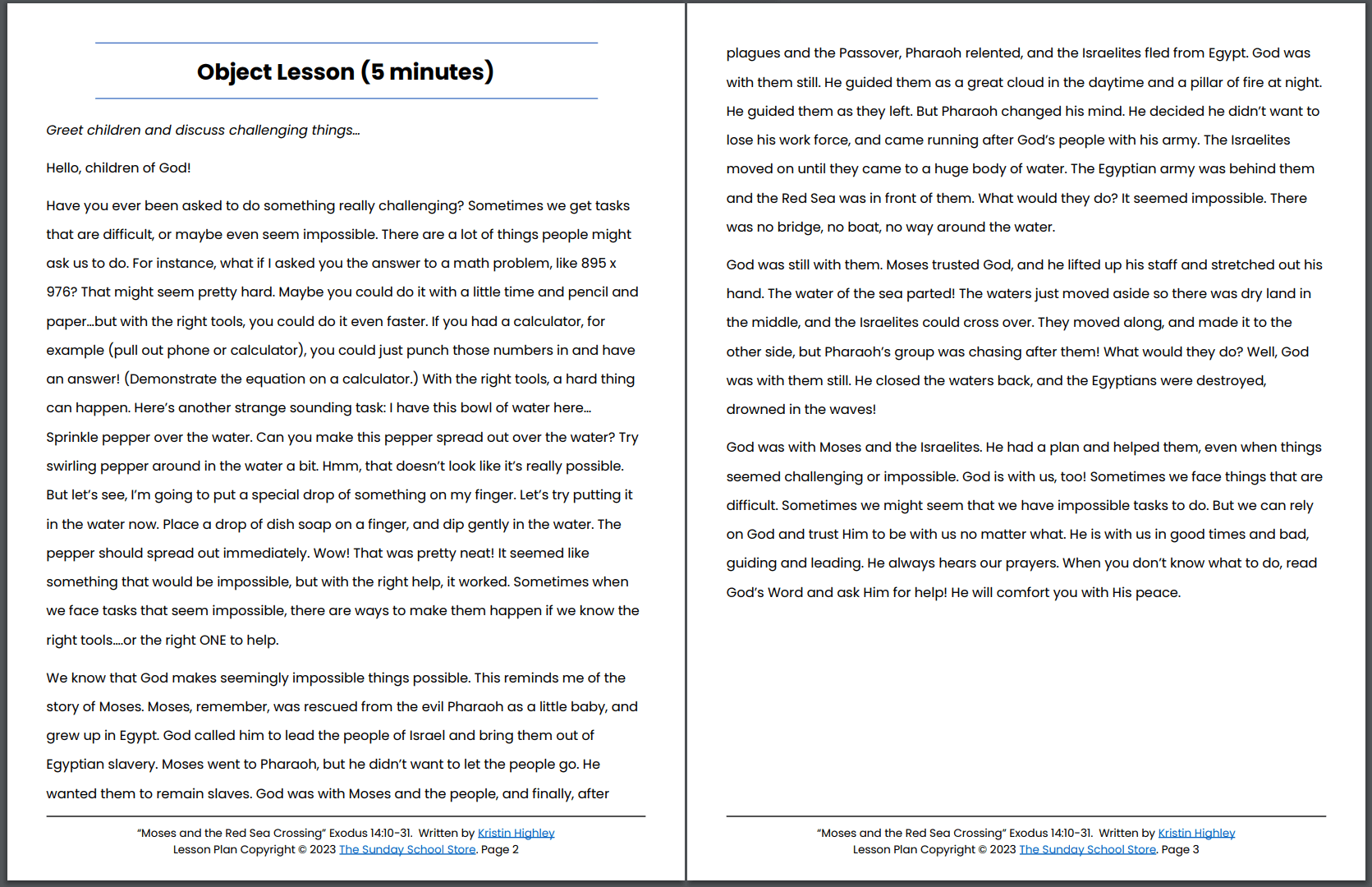 Moses and the Red Sea Crossing (Exodus 14:10-3)1Printable Bible Lesson & Sunday School Activities - Image 3