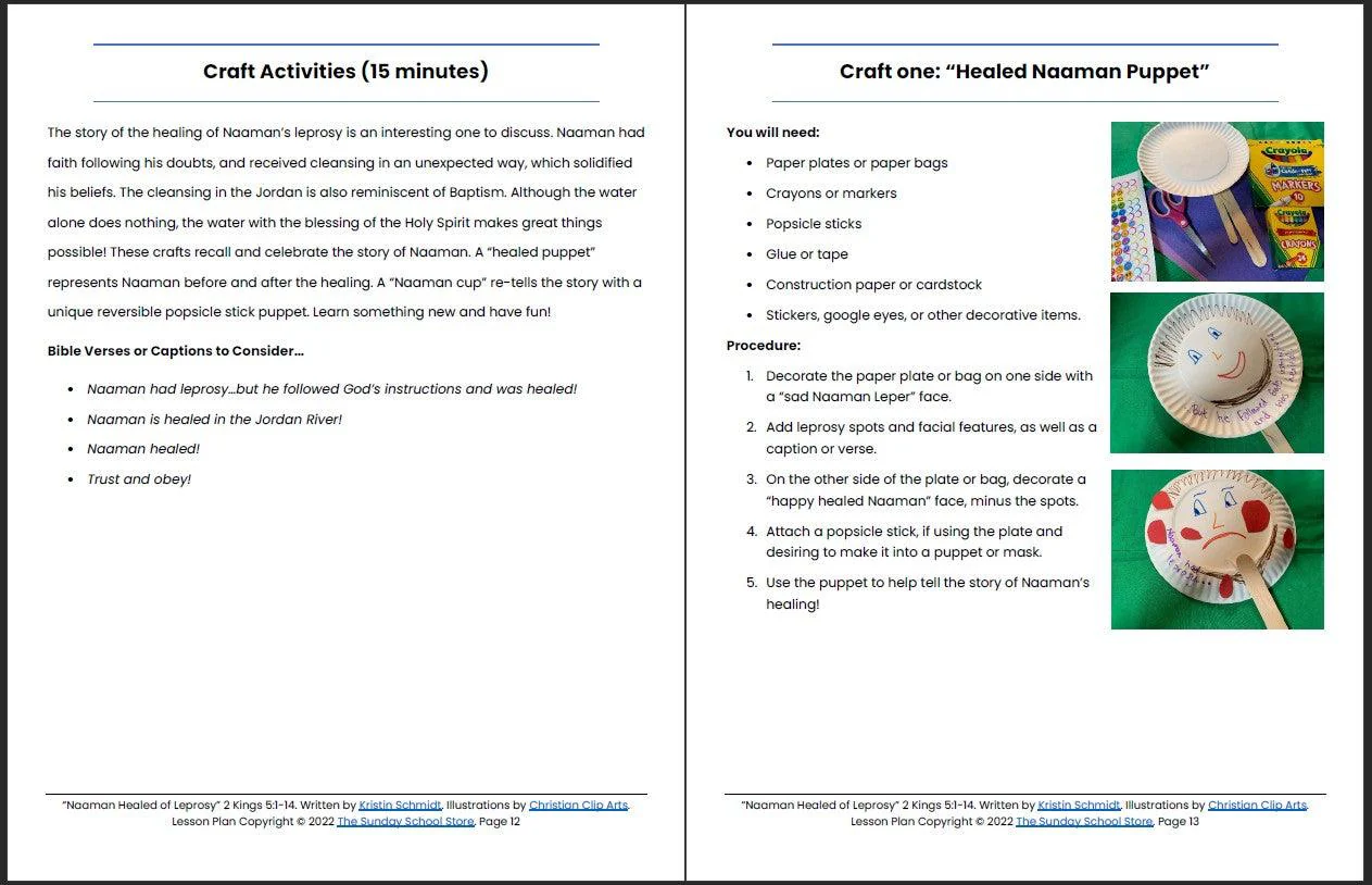 Naaman Healed (2 Kings 5:1-14) Printable Bible Lesson & Sunday School Activities - Image 8