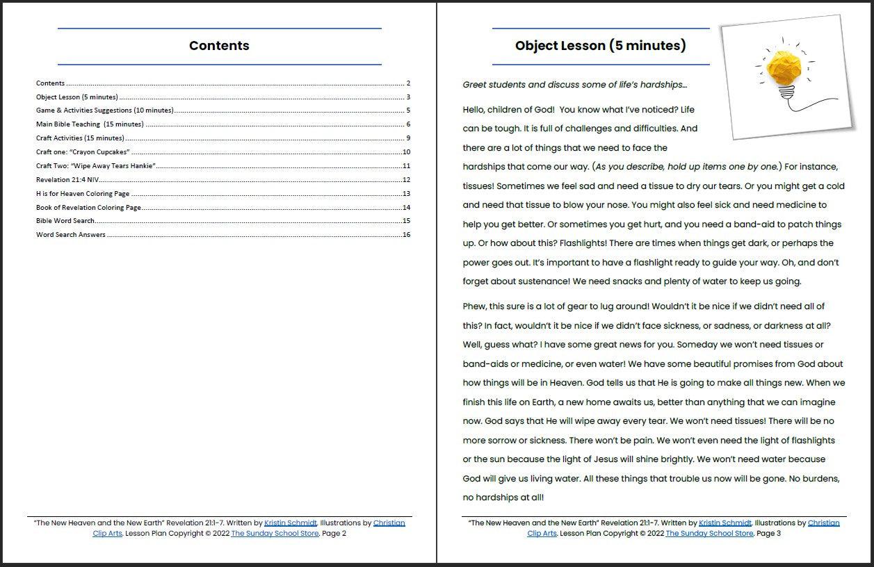 New Heaven and New Earth (Revelation 21:1-7 ) Printable Bible Lesson & Sunday School Activities - Image 3
