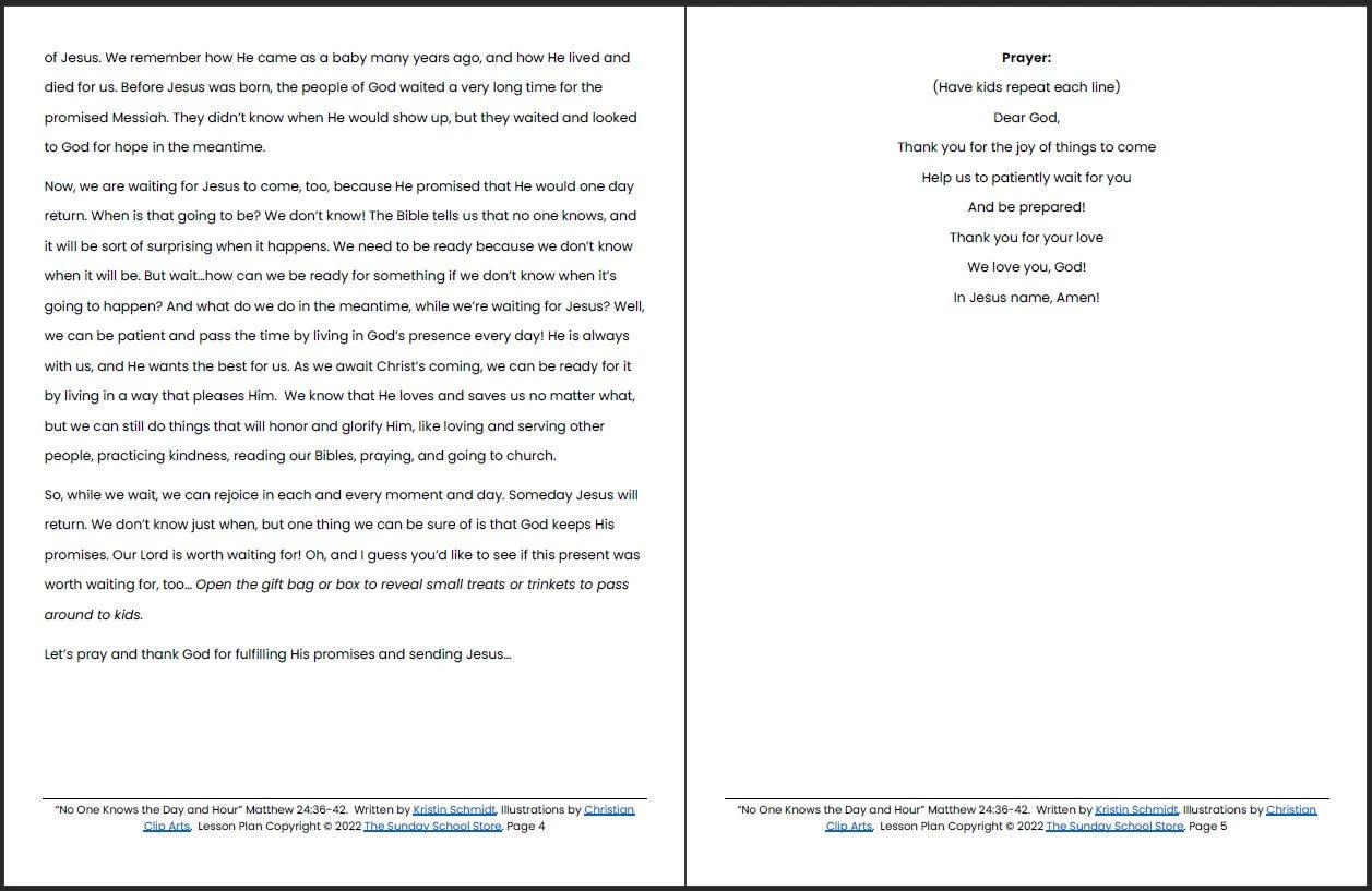 No One Knows the Day and Hour (Matthew 24:36-42) Printable Advent Bible Lesson & Sunday School Activities - Image 4