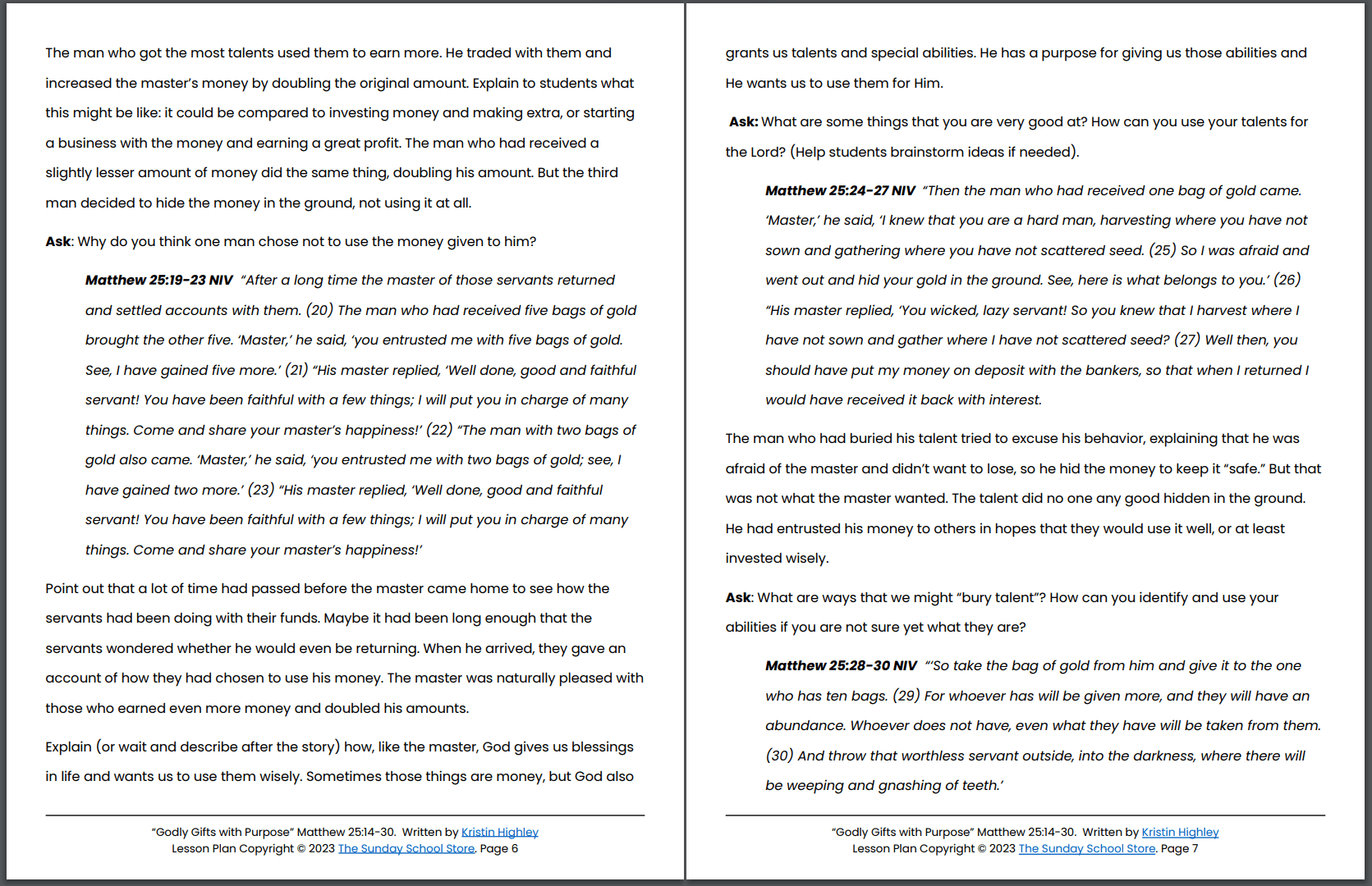 Parable of the Talents (Matthew 25:14-30) Printable Bible Lesson & Sunday School Activities - Image 4