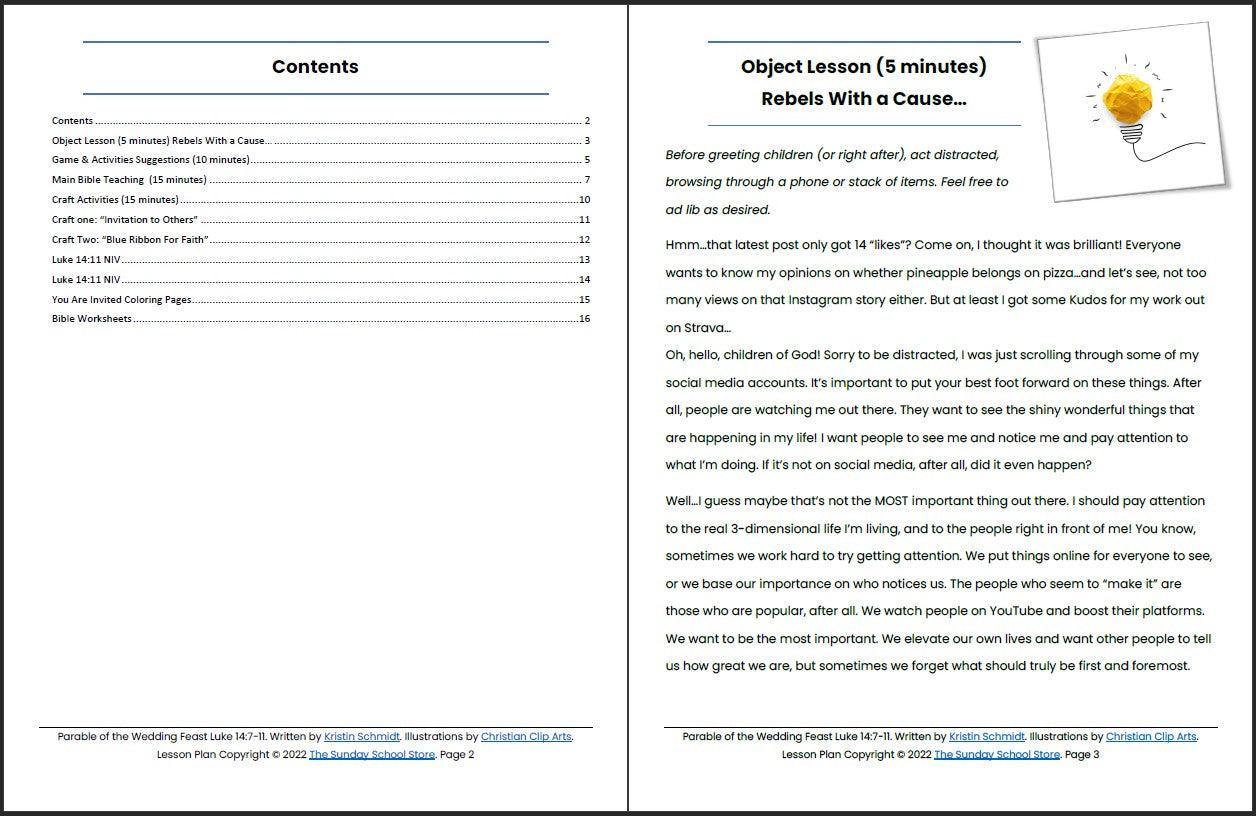 Parable of the Wedding Feast (Luke 14:7-11) Printable Bible Lesson & Sunday School Activities - Image 3