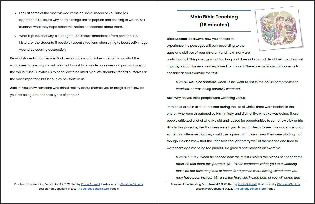 Parable of the Wedding Feast (Luke 14:7-11) Printable Bible Lesson & Sunday School Activities - Image 5
