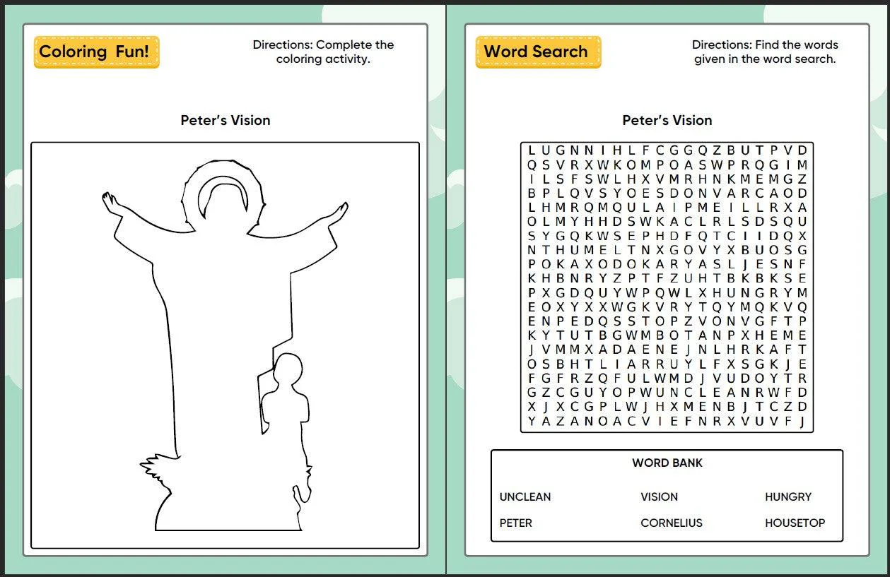 Peter's Vision (Acts 10:1-33) Printable Bible Lesson & Sunday School Activities - Image 11