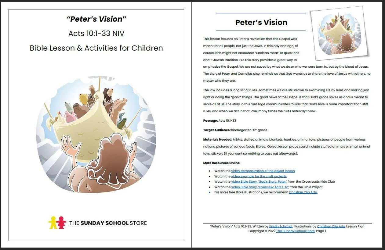 Peter's Vision (Acts 10:1-33) Printable Bible Lesson & Sunday School Activities - Image 2