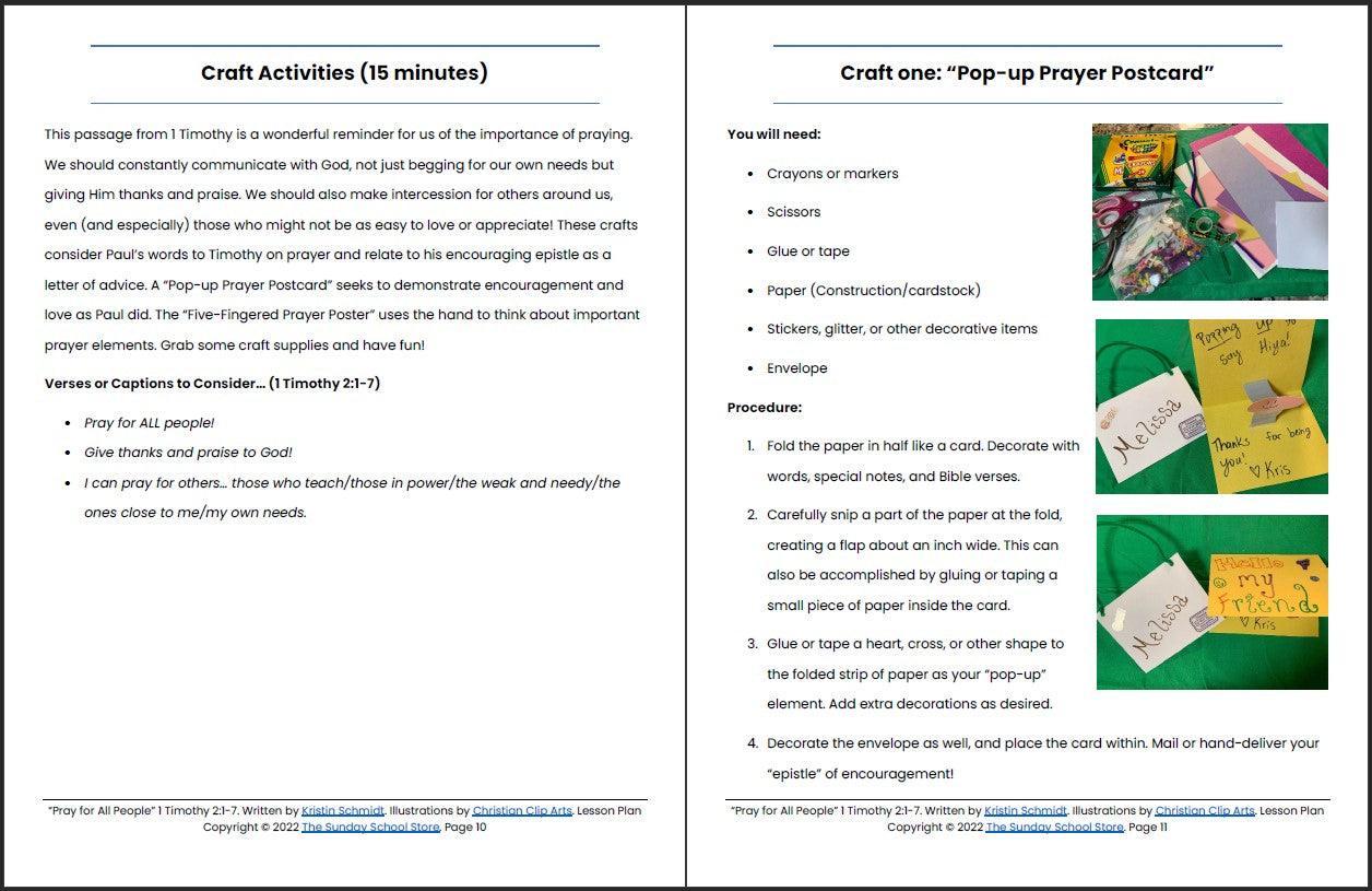 Pray for All People (1 Timothy 2) Printable Bible Lesson & Sunday School Activities - Image 7