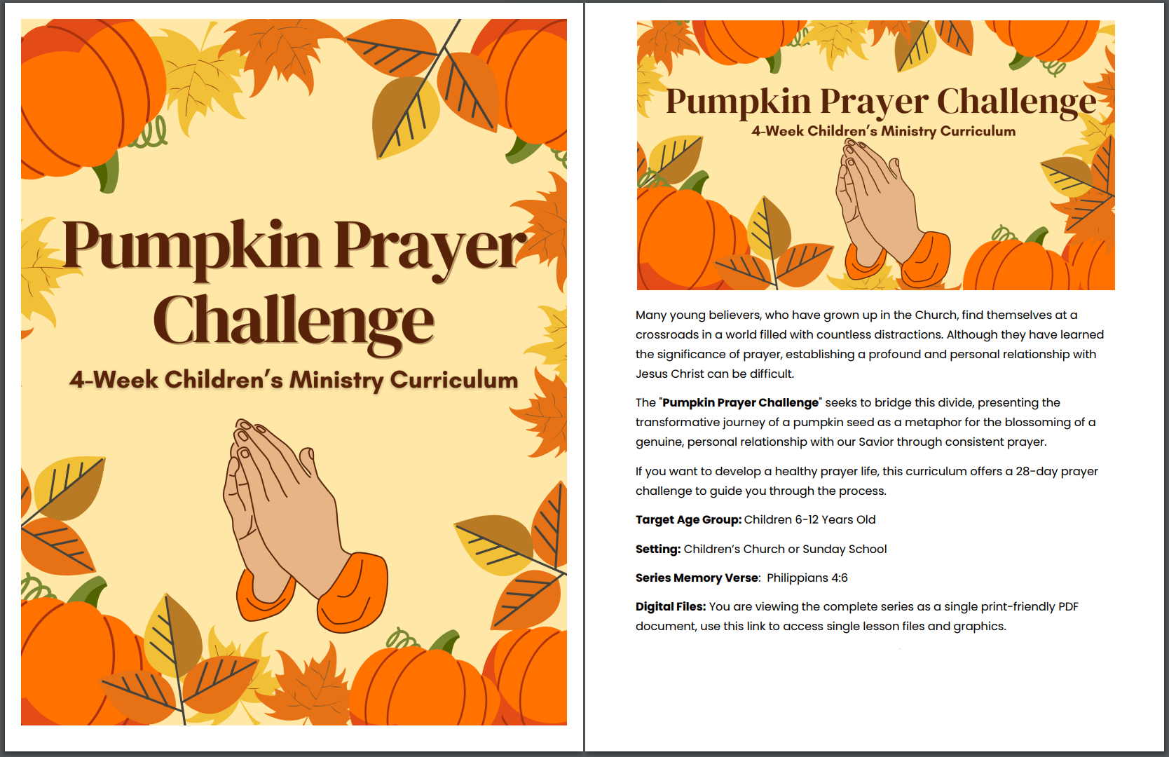 Pumpkin Prayer Challenge: 4-Lesson Sunday School Curriculum for Kids - Image 2