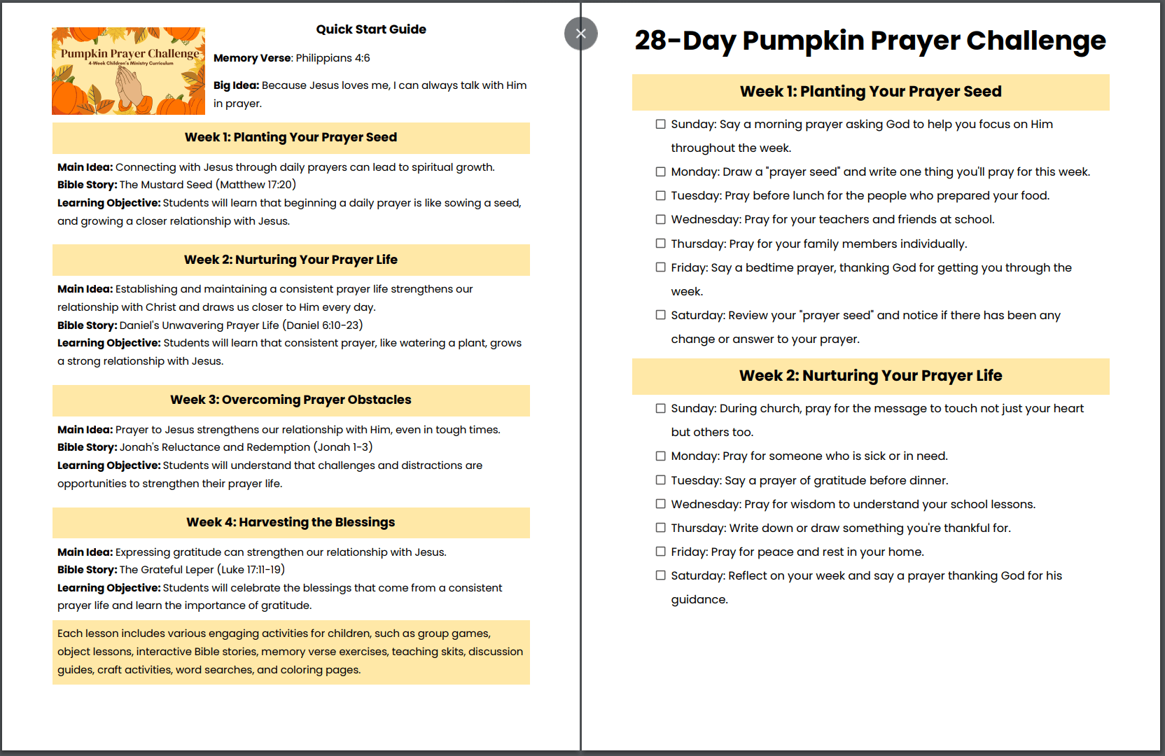 Pumpkin Prayer Challenge: 4-Lesson Sunday School Curriculum for Kids - Image 3