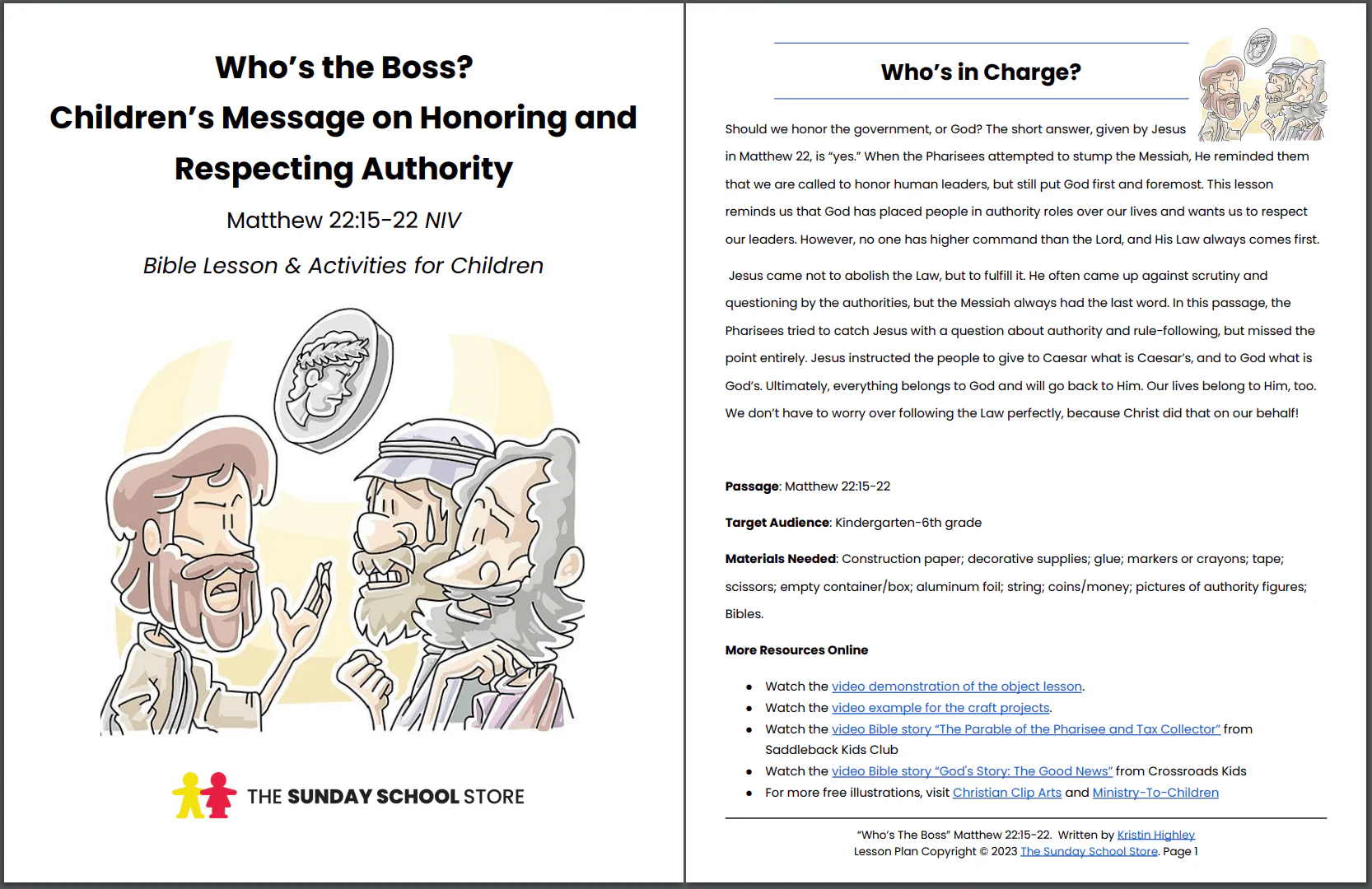 Render Unto Caesar (Matthew 22:15-22) Printable Bible Lesson & Sunday School Activities - Image 2