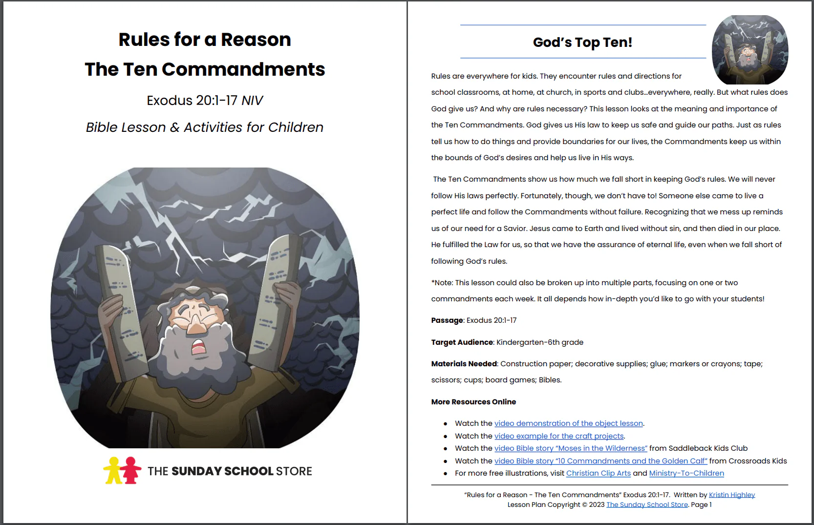 Rules for a Reason: The Ten Commandments (Exodus 20:1-17) Printable Bible Lesson & Sunday School Activities - Image 2