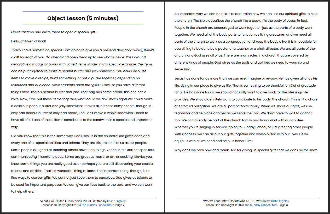 What’s Your Spiritual Gift?  (1 Corinthians 12:3-31) Printable Bible Lesson & Sunday School Activities - Image 3